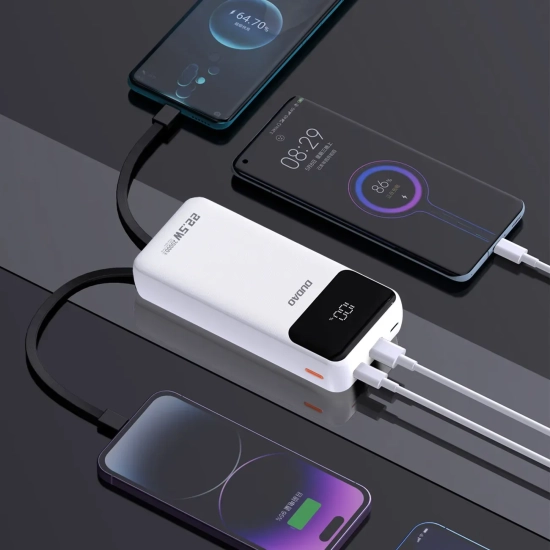 Powerbank Dudao K15Pro 20000 mAh 22,5W kable biały