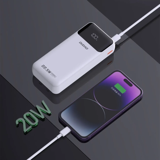 Powerbank Dudao K15Pro 20000 mAh 22,5W kable biały