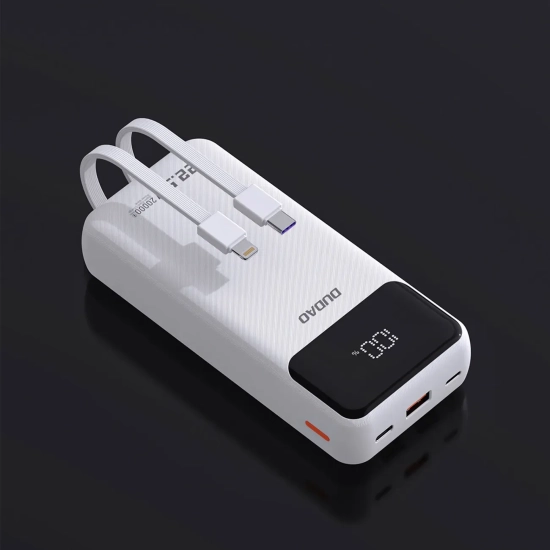 Powerbank Dudao K15Pro 20000 mAh 22,5W kable biały
