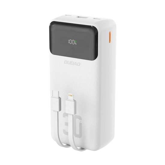 Powerbank Dudao K15Max 30000 mAh 22,5W kable biały