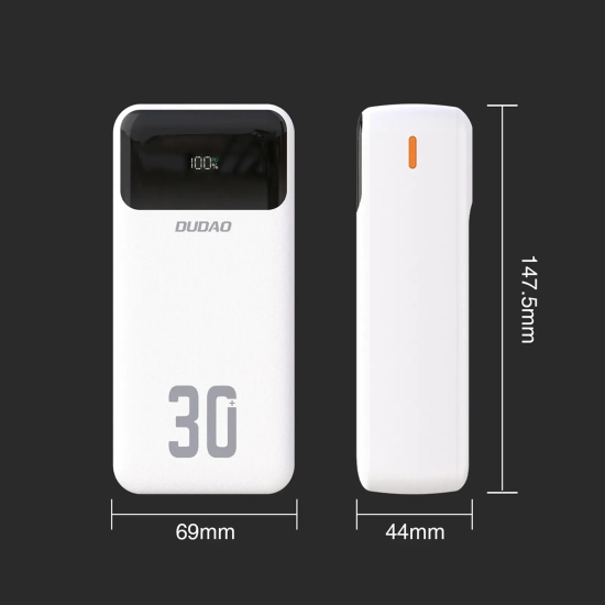 Powerbank Dudao K15Max 30000 mAh 22,5W kable biały