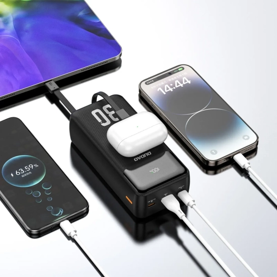 Powerbank Dudao K15Max 30000 mAh 22,5W kable biały