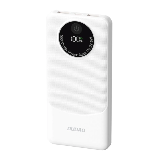 DUDAO Powerbank K12 10000mAh USB-A USB-C PD 22.5W - biały