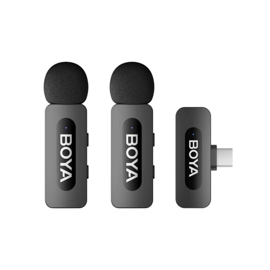 BOYA Zestaw mikrofonów bezprzewodowych 120dB 2.4GHz USB-C - czarny