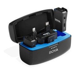 BOYA Zestaw mikrofonów bezprzewodowych z etui ładującym 8GB 2.4 GHz USB-C