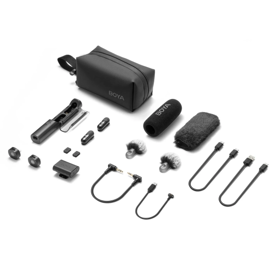 BOYA Zestaw mikrofonów bezprzewodowych 4w1 2.4GHz USB-C MAGIC-02 - czarny