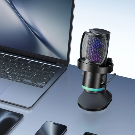 BOYA Mikrofon gamingowy przewodowy USB-C RGB ENC - czarny