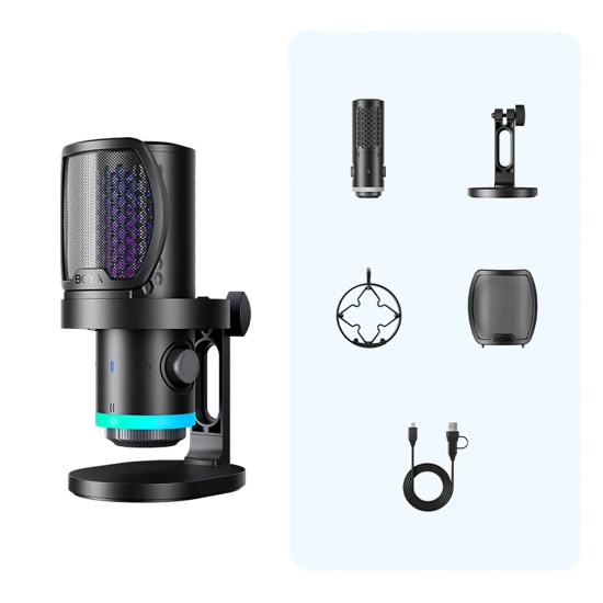 BOYA Mikrofon gamingowy przewodowy USB-C RGB ENC - czarny