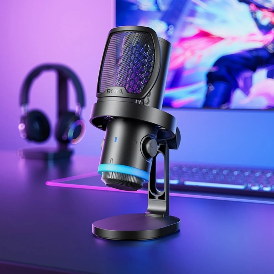 BOYA Mikrofon gamingowy przewodowy USB-C RGB ENC - czarny