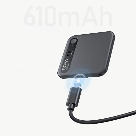 BOYA Rejestrator głosu z transkrypcją AI 64GB 610mAh - czarny