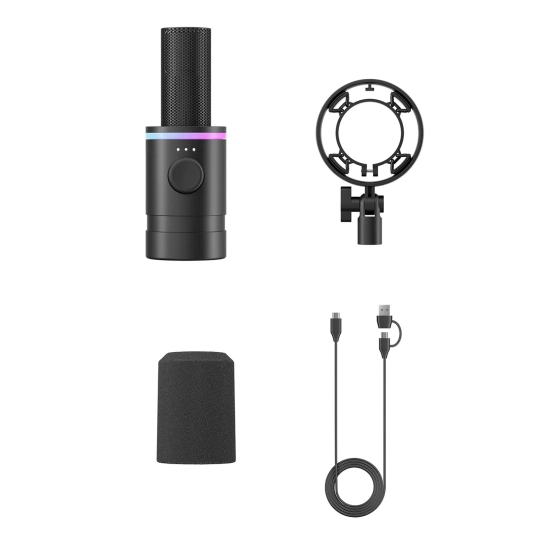 BOYA Mikrofon dynamiczny gamingowy przewodowy USB XLR RGB - czarny