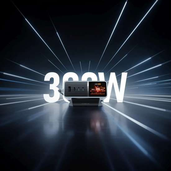 CUKTECH Stacja ładująca 5w1 z wyświetlaczem cyfrowym USB-A USB-C 300W