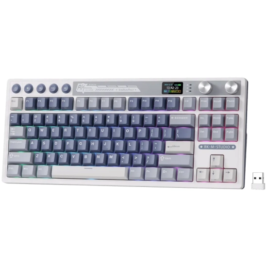 Klawiatura mechaniczna Royal Kludge M87 w wariancie kolorystycznym Ocean Blue z przełącznikami Cream Switch, układ US.