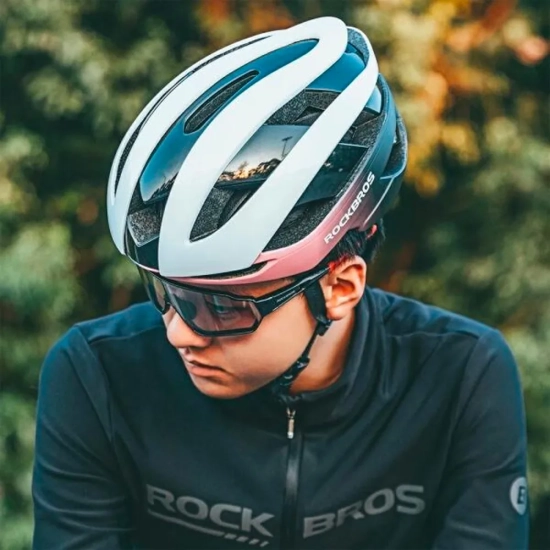 ROCKBROS Kask rowerowy uniwersalny regulowany rozmiar L niebiesko-różowy