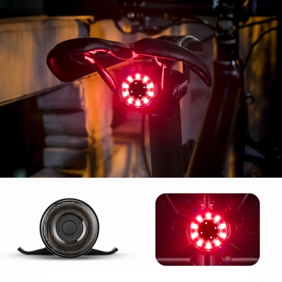 ROCKBROS Lampka rowerowa tylna Q1 7 kolorów LED Strobe + kabel USB-C