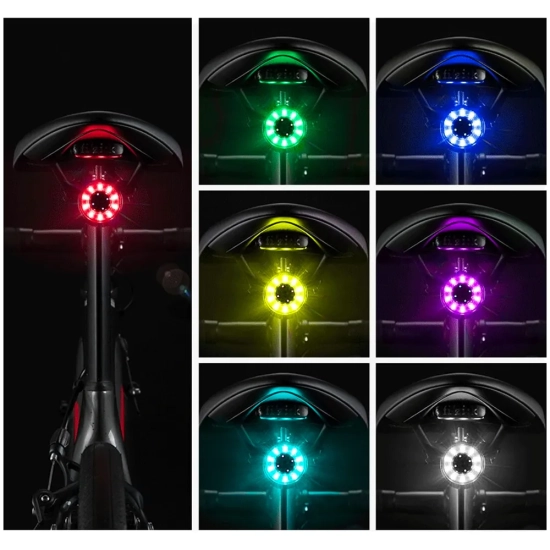 ROCKBROS Lampka rowerowa tylna Q1 7 kolorów LED Strobe + kabel USB-C