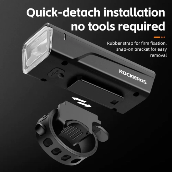 ROCKBROS Lampka rowerowa przednia 260lm + kabel USB-C 4 tryby pracy