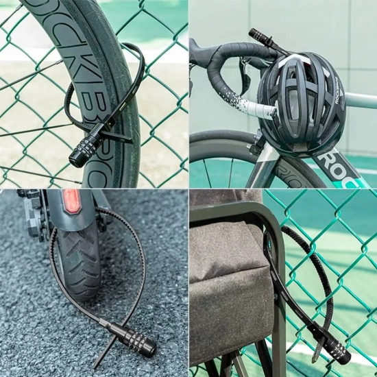 ROCKBROS Zapięcie rowerowe na kask rowerowy zamek na szyfr 0.5m - czarne