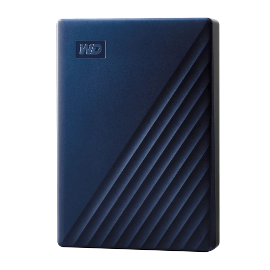 Niebieski zewnętrzny dysk WD My Passport for Mac 5 TB, model WDBA2F0050BBL-WESN.