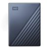Niebieski przenośny dysk HDD WD My Passport Ultra 5 TB, model WDBFTM0050BBL-WESN, z portem USB-C.