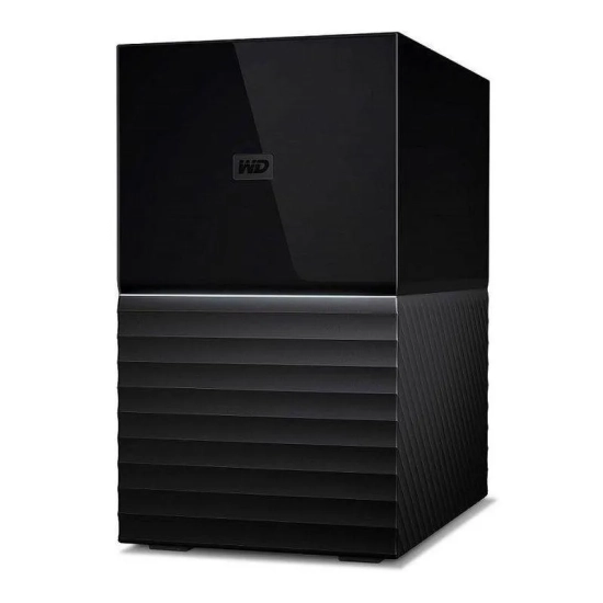 Czarny zewnętrzny dysk WD My Book Duo 24 TB, model WDBFBE0240JBK-EESN.