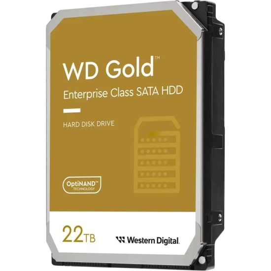 Wewnętrzny dysk HDD Western Digital WD Gold 22 TB, model WD221KRYZ, format 3,5".