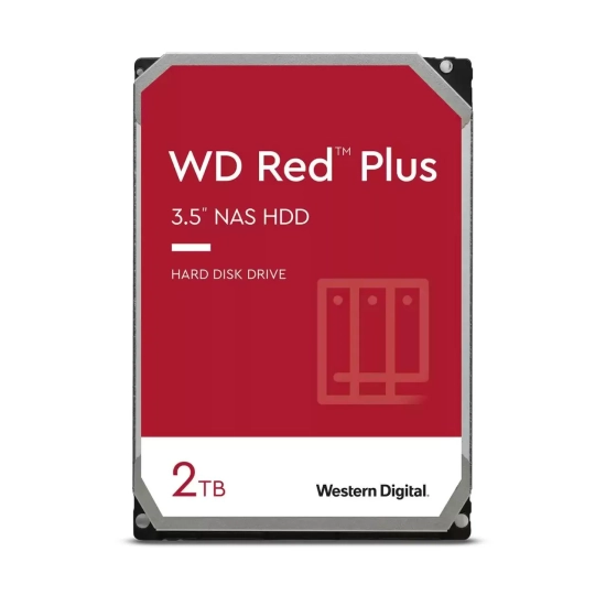 Wewnętrzny dysk HDD Western Digital WD Red Plus 2 TB, model WD20EFPX.