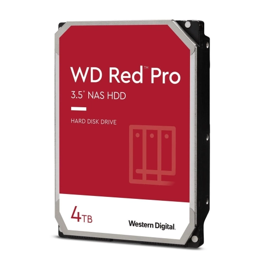 Dysk twardy 3,5 cala Western Digital WD Red Pro 4 TB model WD4005FFBX z czerwono-białą etykietą serii.