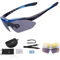 ROCKBROS Okulary rowerowe polaryzujące 10007 - ZESTAW - czarno-niebieskie
