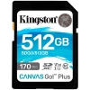 Pełnowymiarowa karta pamięci SDXC Kingston Canvas Go! Plus 512 GB, wariant SDG3/512GB.