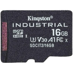 Przemysłowa karta pamięci microSDHC Kingston Industrial 16 GB, wariant SDCIT2/16GBSP, bez adaptera.