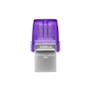 Pendrive Kingston DataTraveler microDuo 3C Gen3 128 GB fioletowo-srebrny, model DTDUO3CG3/128GB, złącza USB-A i USB-C.