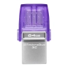 Kingston DataTraveler microDuo 3C 64 GB – pendrive USB-A i USB-C z podwójnym złączem USB-C i USB-A, wariant Fioletowy.