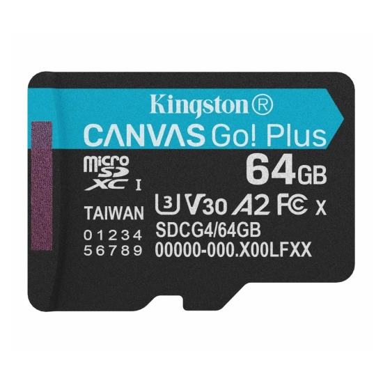Karta pamięci Kingston Canvas Go! Plus Gen4 64 GB microSDXC, model SDCG4/64GBSP.