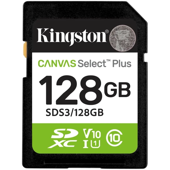 Karta pamięci Kingston Canvas Select Plus Gen3 128 GB SDXC, model SDS3/128GB.