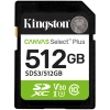 Karta pamięci Kingston Canvas Select Plus Gen3 512 GB, format SDXC, model SDS3/512GB, kolor czarny.