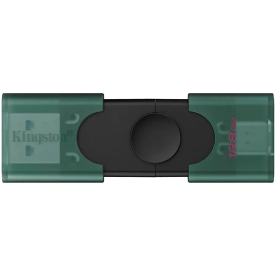 Pendrive Kingston DataTraveler Duo G2 128 GB, model DTDEG2/128GB, z dwoma złączami USB-A i USB-C oraz ruchomymi osłonami