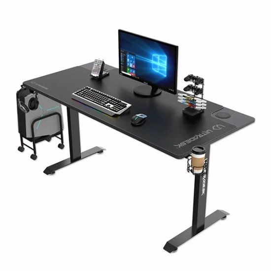 Biurko gamingowe Ultradesk MOMENTUM - czarne, 152,5 × 70 cm UDESK-MM-BK