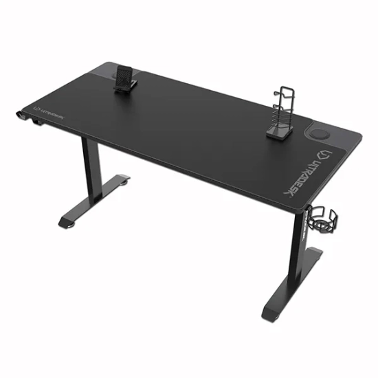 Biurko gamingowe Ultradesk MOMENTUM - czarne, 152,5 × 70 cm UDESK-MM-BK