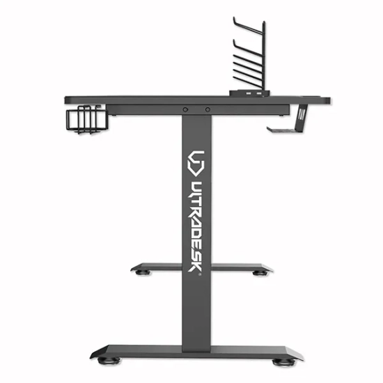 Biurko gamingowe Ultradesk MOMENTUM - czarne, 152,5 × 70 cm UDESK-MM-BK