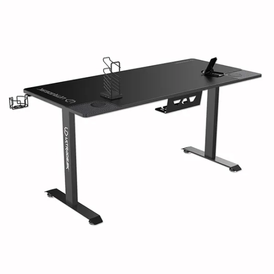 Biurko gamingowe Ultradesk MOMENTUM - czarne, 152,5 × 70 cm UDESK-MM-BK