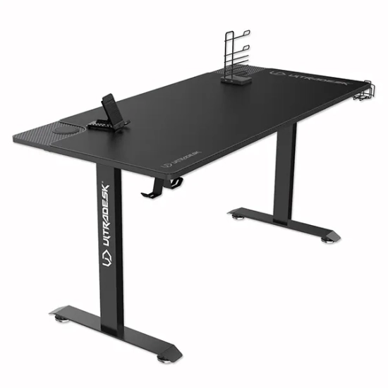 Biurko gamingowe Ultradesk MOMENTUM - czarne, 152,5 × 70 cm UDESK-MM-BK