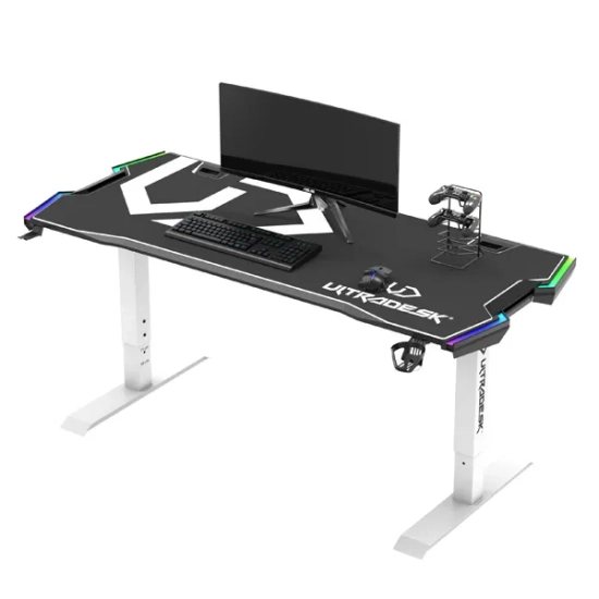 Biurko gamingowe Ultradesk FORCE SNOW - białe, 166 × 70 cm UDESK-FO-WW