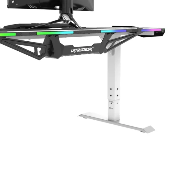 Biurko gamingowe Ultradesk FORCE SNOW - białe, 166 × 70 cm UDESK-FO-WW