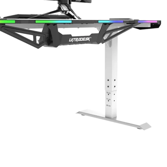 Biurko gamingowe Ultradesk FORCE SNOW - białe, 166 × 70 cm UDESK-FO-WW