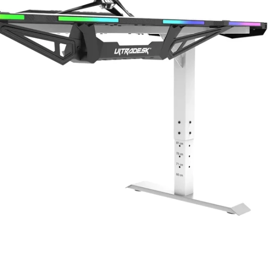 Biurko gamingowe Ultradesk FORCE SNOW - białe, 166 × 70 cm UDESK-FO-WW