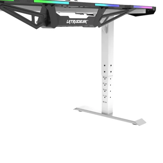 Biurko gamingowe Ultradesk FORCE SNOW - białe, 166 × 70 cm UDESK-FO-WW
