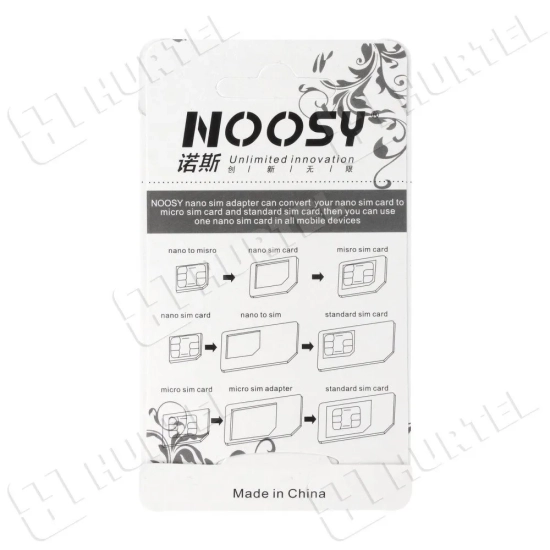 HURTEL Zestaw adapterów do kart nano micro SIM Noosy + kluczyk biały