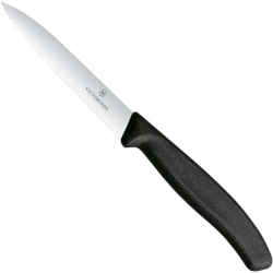 Victorinox Nóż do jarzyn z ząbkowanym ostrzem dł. 100/212 mm - czarny