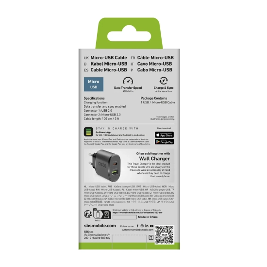 SBS Kabel przewód USB-A - Micro-USB 1m - czarny